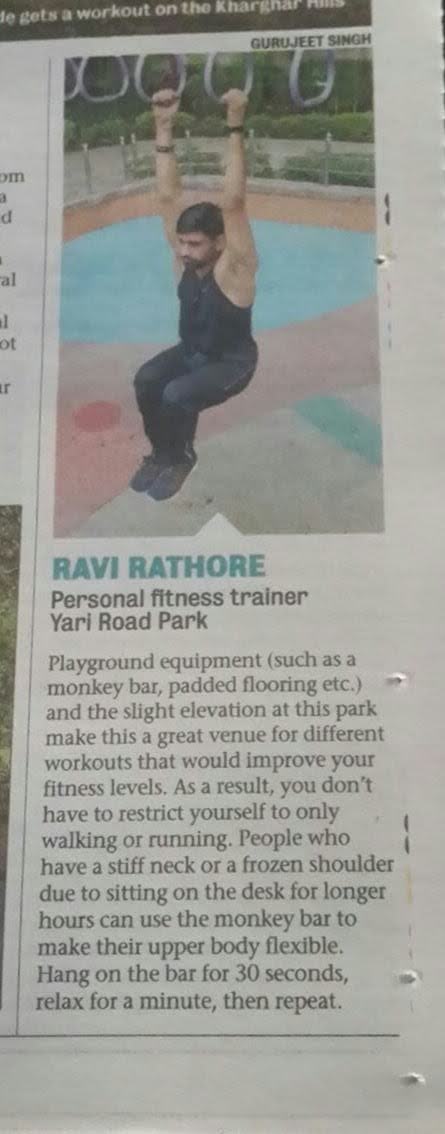 Hindustan Times — Ravi Rathore — Personal Fitness Trainer: Featured expert on outdoor workouts at Yari Road Park