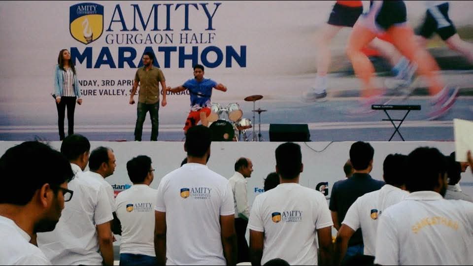 Amity Marathon Warm-Up — Leading the pre-run warm-up