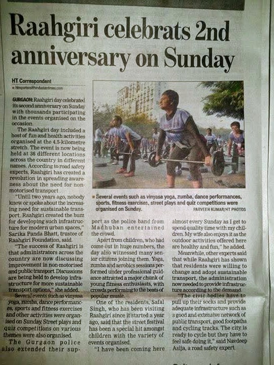 Hindustan Times — Raahgiri Celebrates 2nd Anniversary: Fitness demonstrations covered alongside thousands of participants